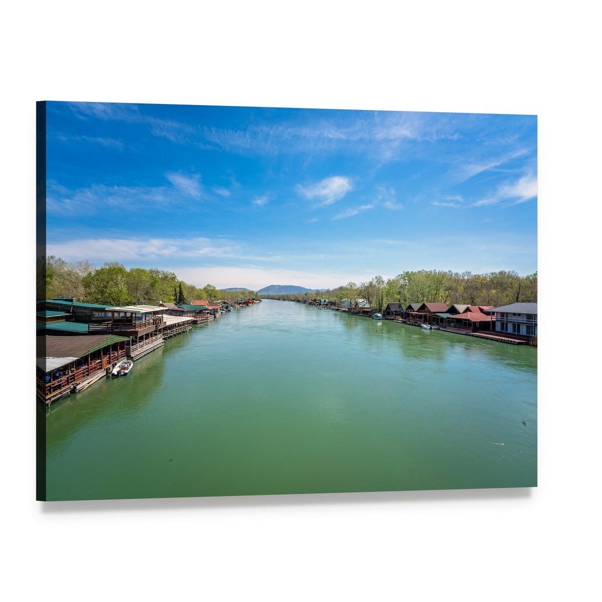 Ada Bojana River Canvas Wall Art, single panel gallery wrapped canvas, angled product view