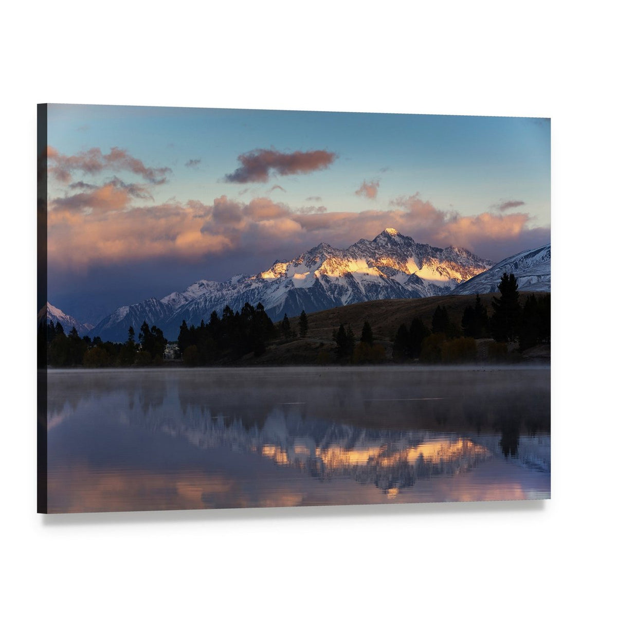 Lake Camp New Zealand Canvas Wall Art, single panel gallery wrapped canvas, angled product view