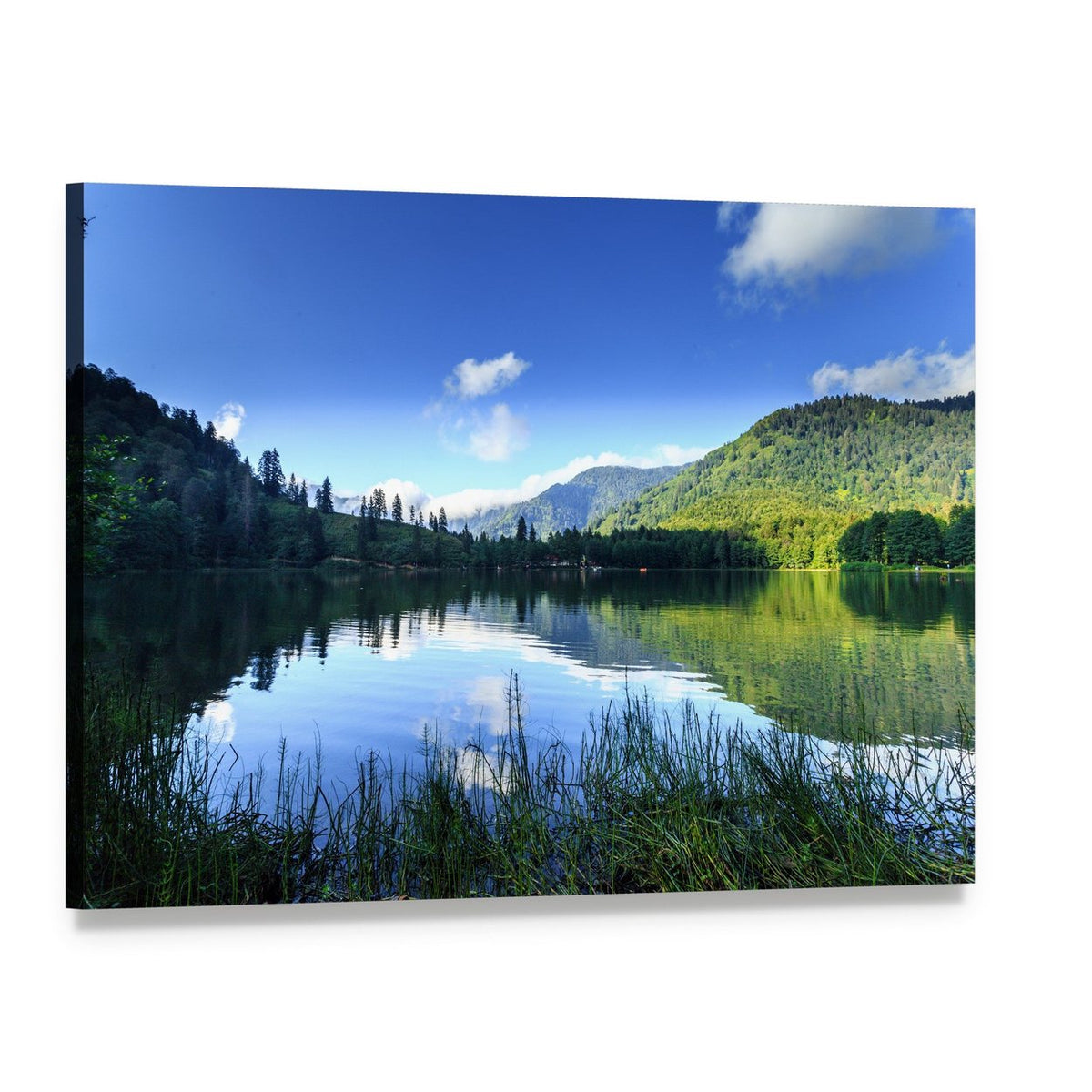 Karagol Black Lake View Canvas Wall Art, single panel gallery wrapped canvas, angled product view