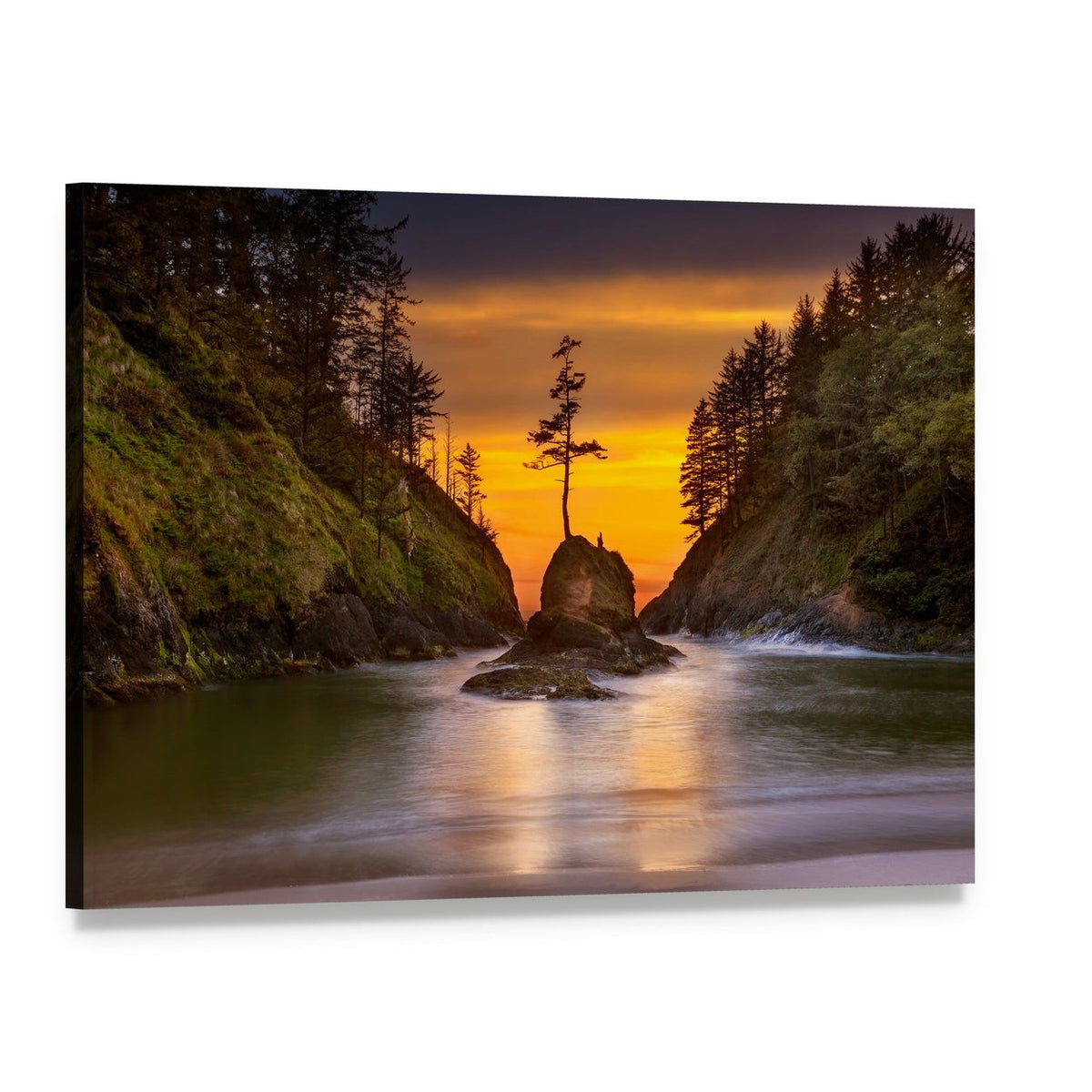 Deadman's Cove at Sunset Canvas Wall Art, single panel gallery wrapped canvas, angled product view