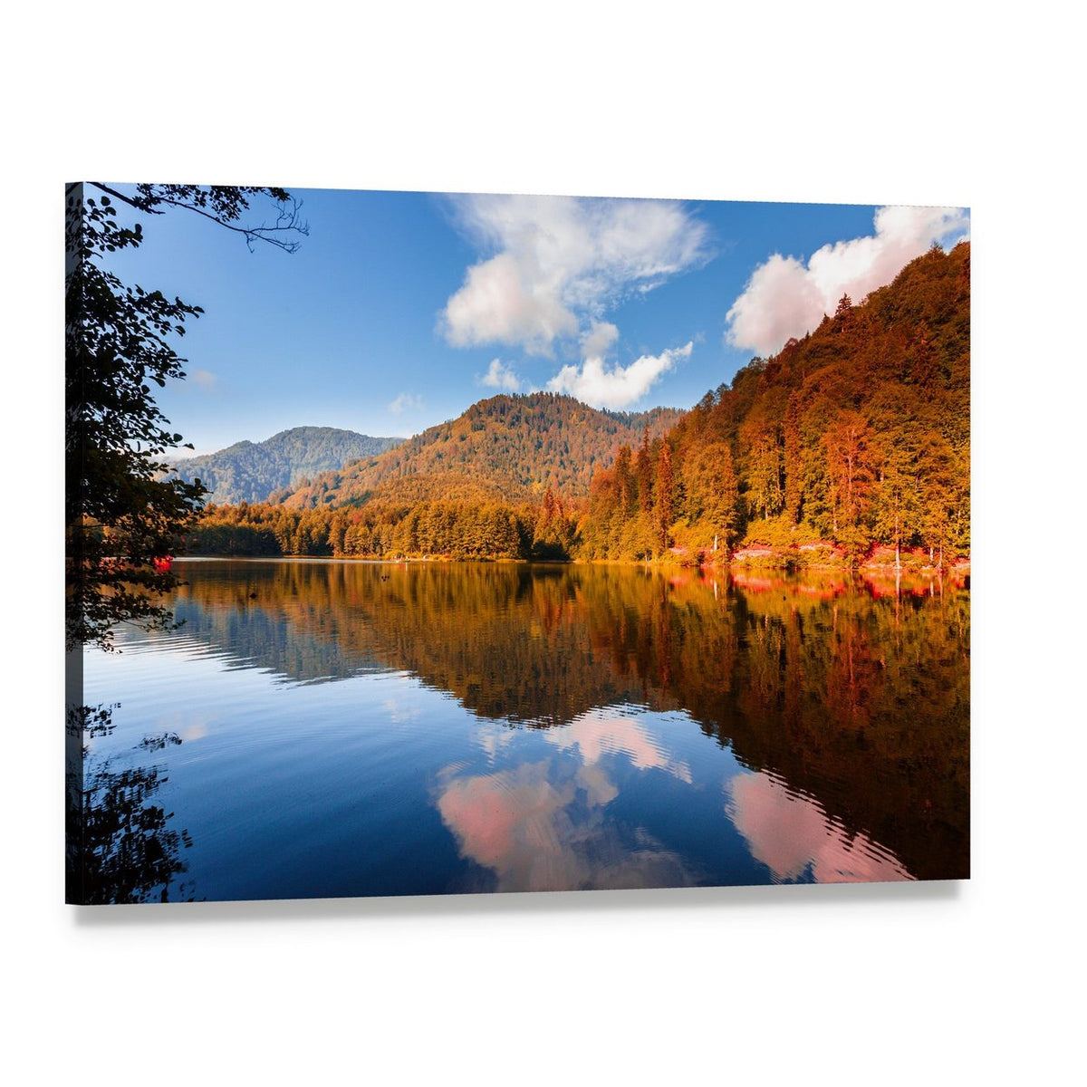 View of Karagol Black Lake Canvas Wall Art, single panel gallery wrapped canvas, angled product view