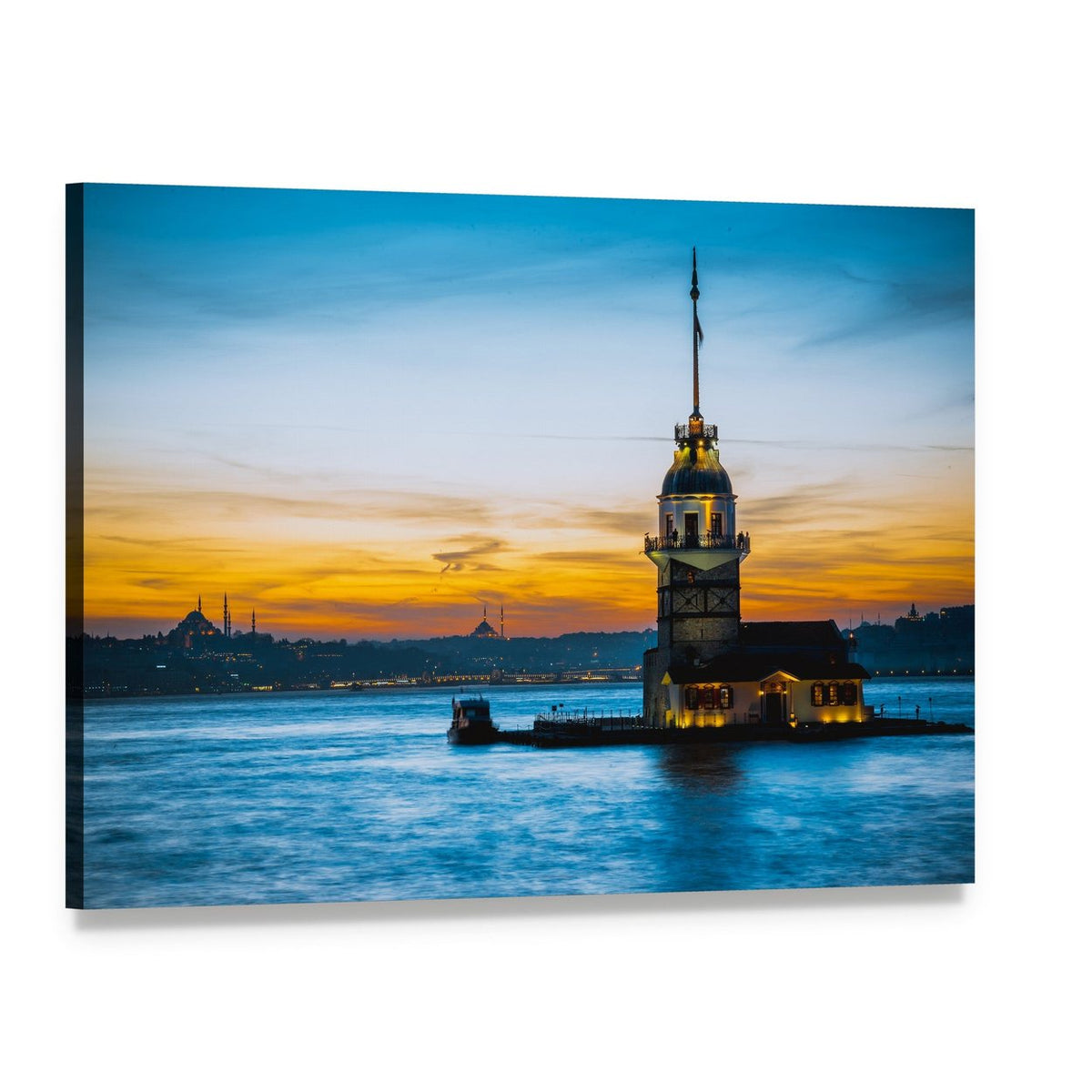 Maiden's Tower at Sunset Canvas Wall Art, single panel gallery wrapped canvas, angled product view