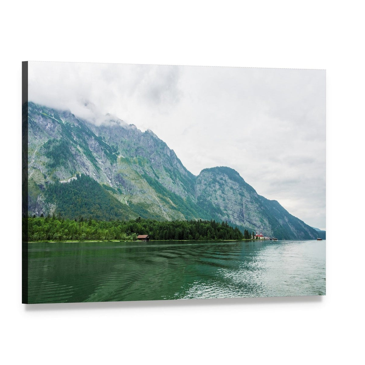 Alpsee Lake in Bavaria Canvas Wall Art, single panel gallery wrapped canvas, angled product view