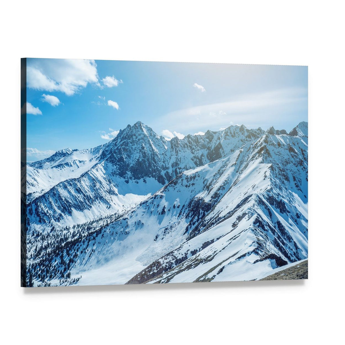 Snow-capped Peaks of the Rocky Mountains Canvas Wall Art, single panel gallery wrapped canvas, angled product view