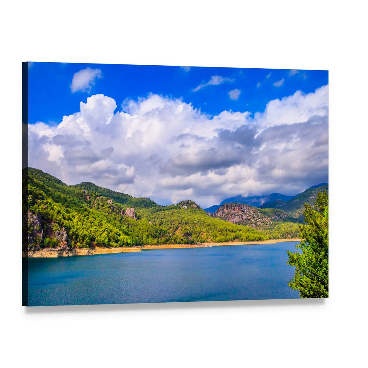 Green Canyon Lake in Turkey Canvas Wall Art, single panel gallery wrapped canvas, angled product view
