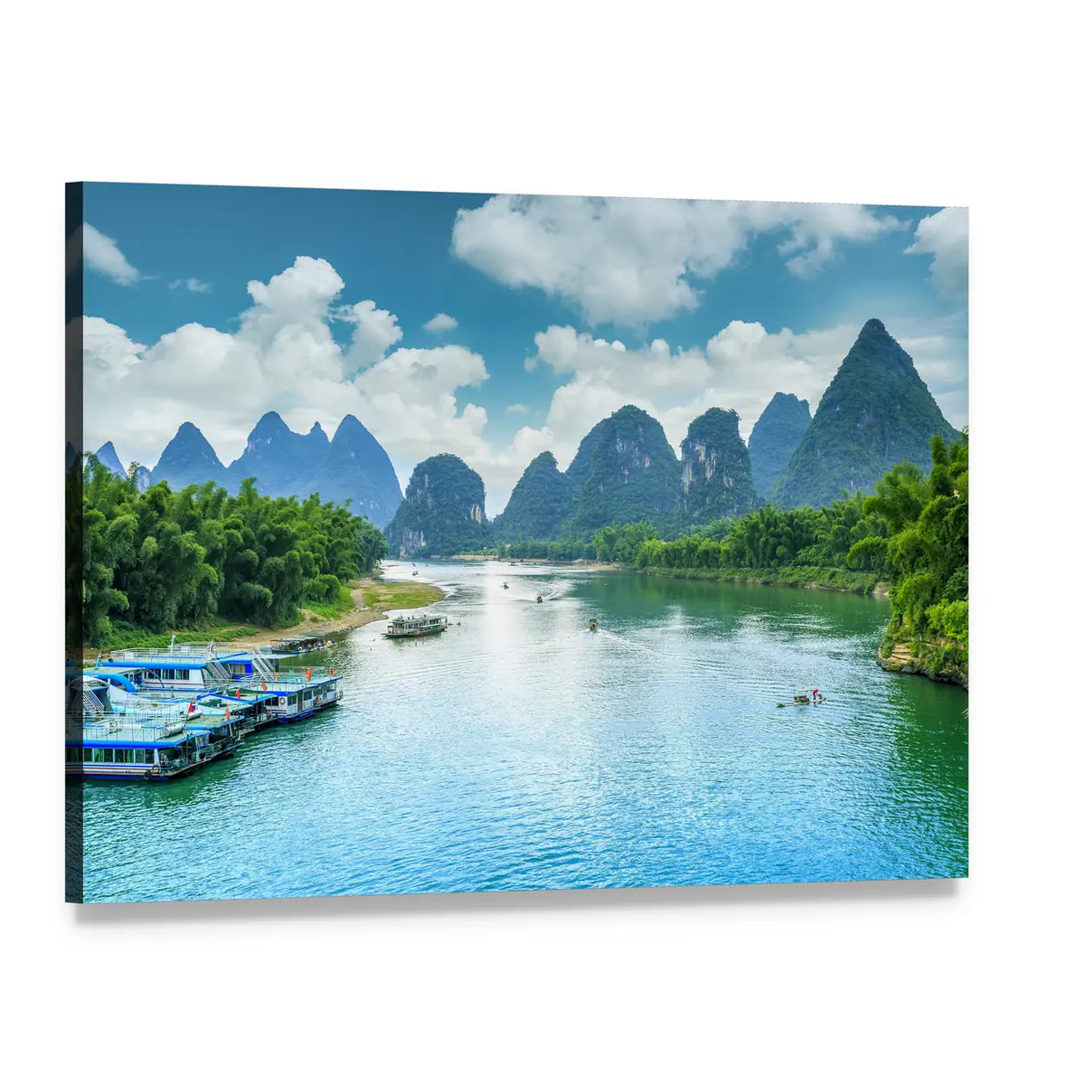 Lijiang River in Guilin Canvas Wall Art, single panel gallery wrapped canvas, angled product view