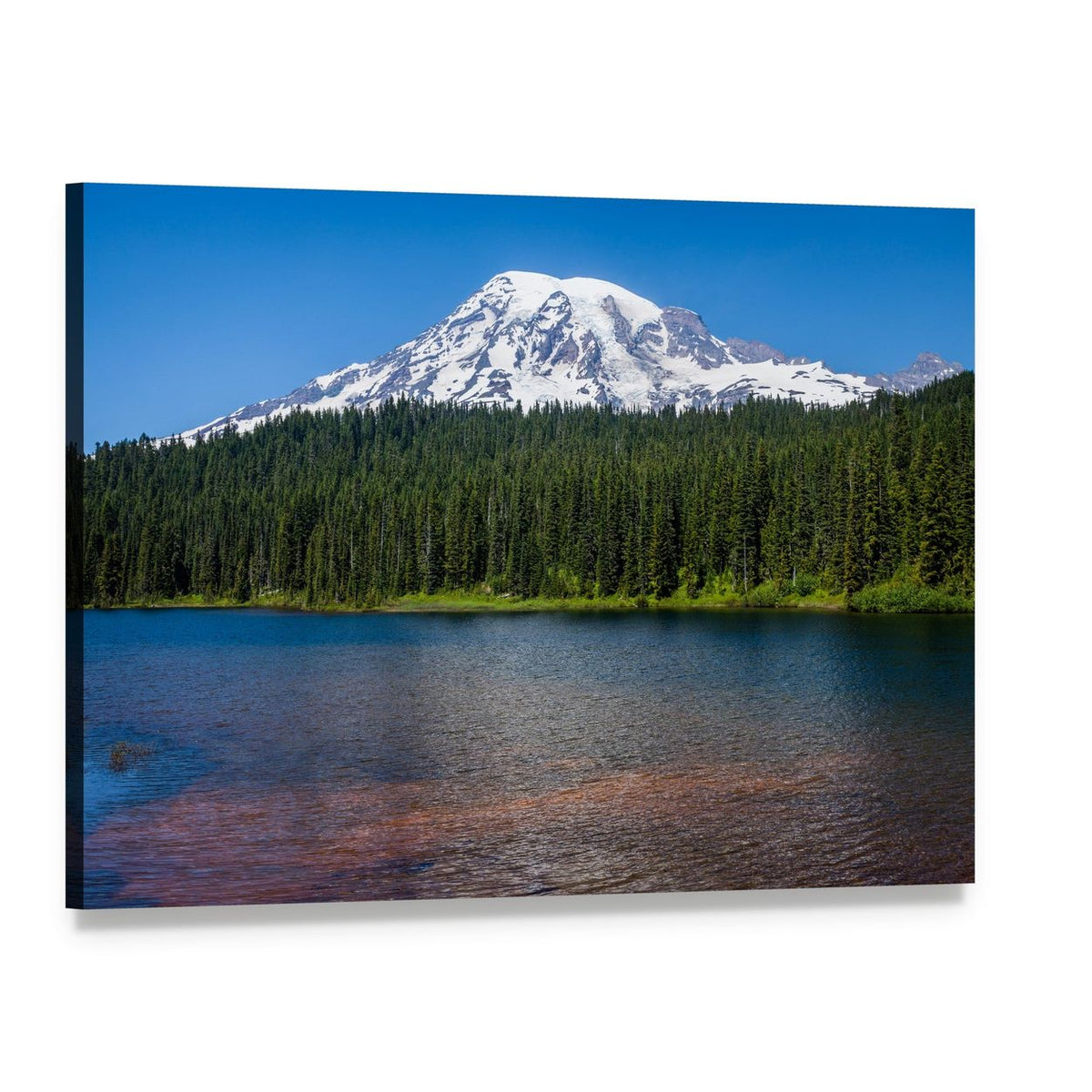 Mirror Lake Washington Reflections Canvas Wall Art, single panel gallery wrapped canvas, angled product view