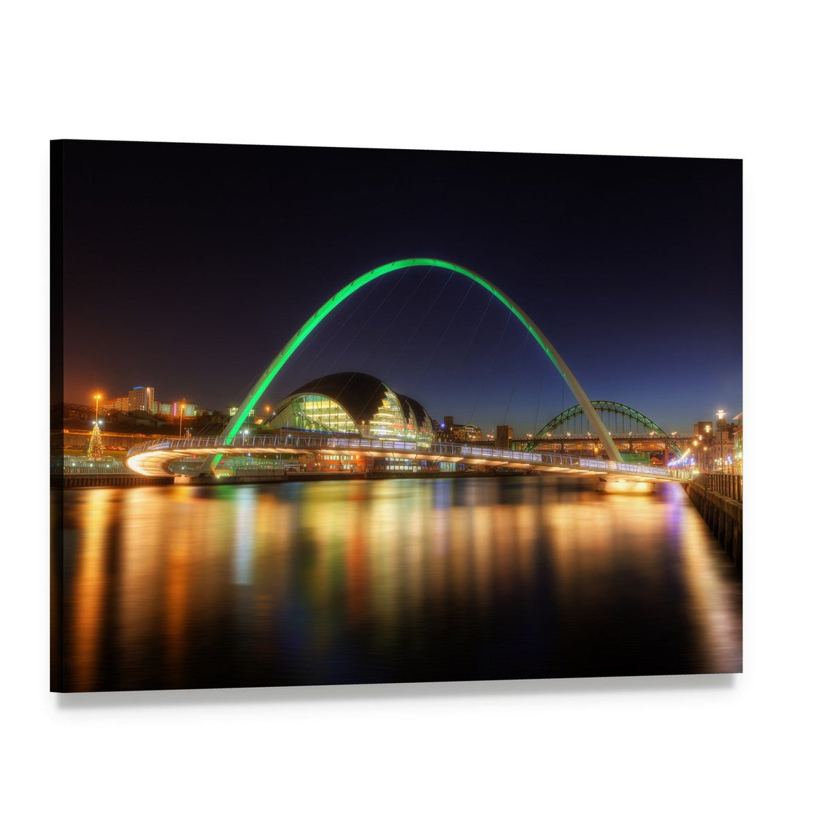 Gateshead Millennium Bridge Canvas Wall Art, single panel gallery wrapped canvas, angled product view