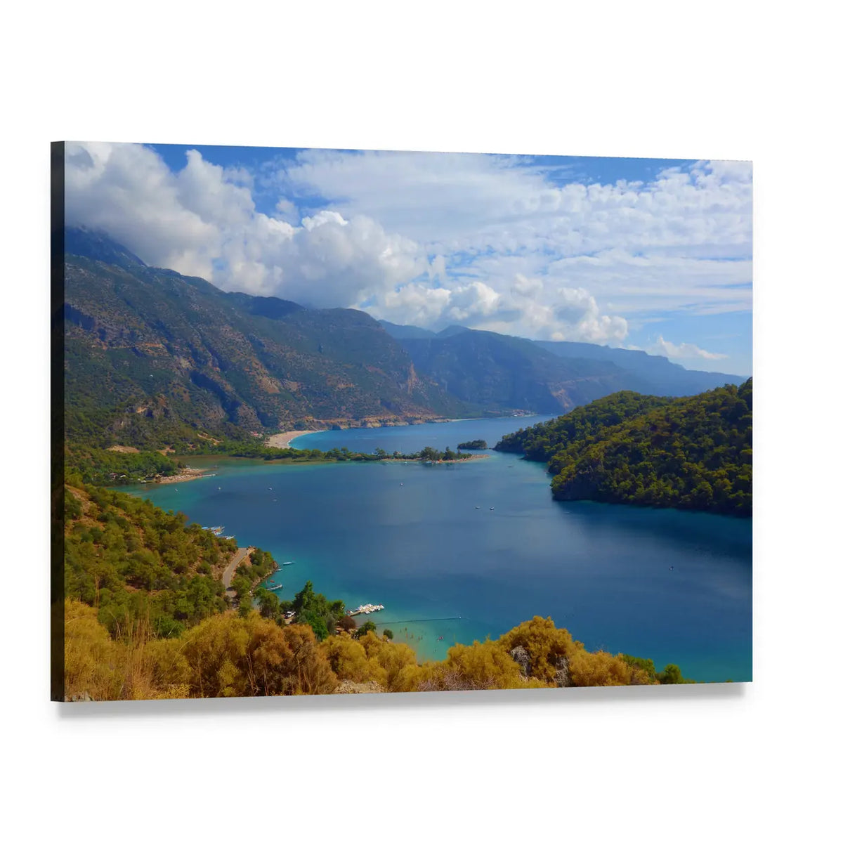 Turquoise Lagoon in Turkey Canvas Wall Art, single panel gallery wrapped canvas, angled product view
