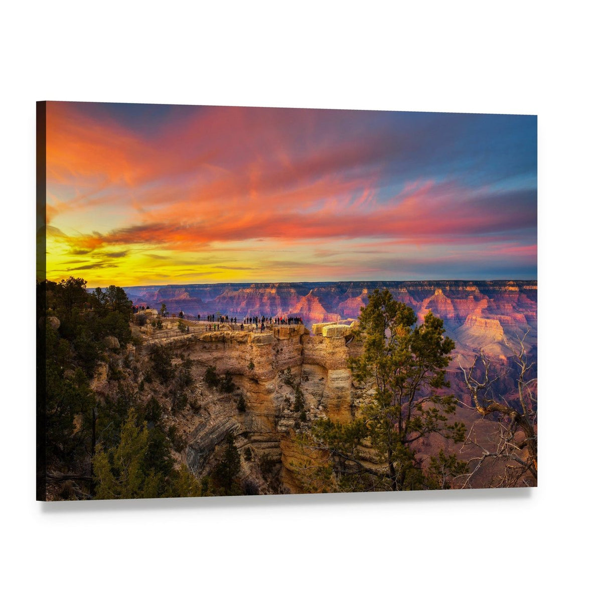 Mather Point at Grand Canyon Sunset Canvas Wall Art, single panel gallery wrapped canvas, angled product view