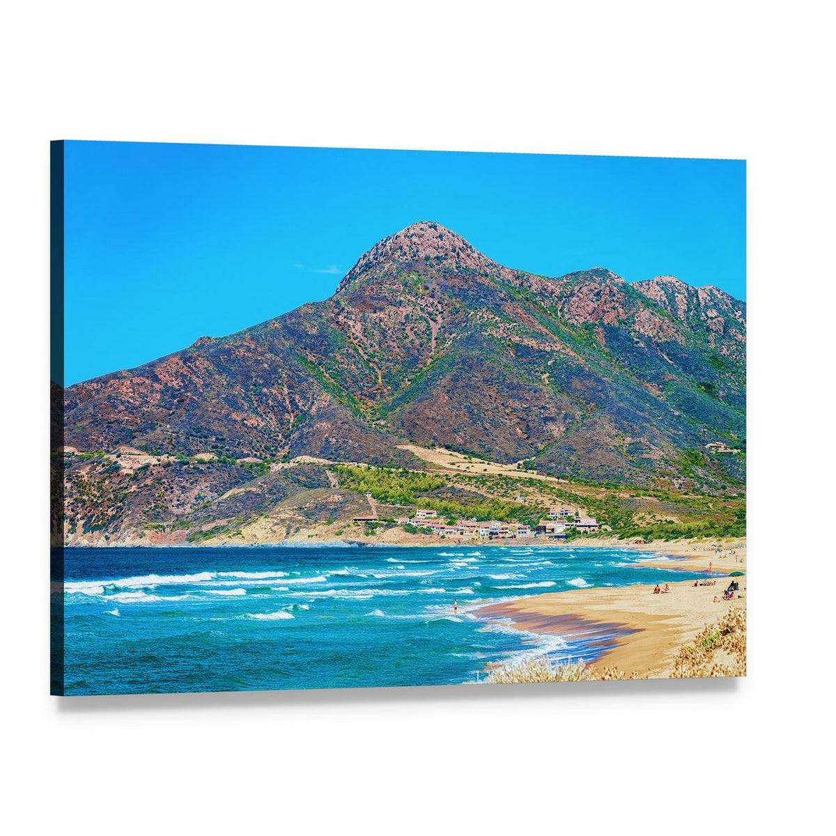 Mediterranean Sea at Buggerru Canvas Wall Art, single panel gallery wrapped canvas, angled product view