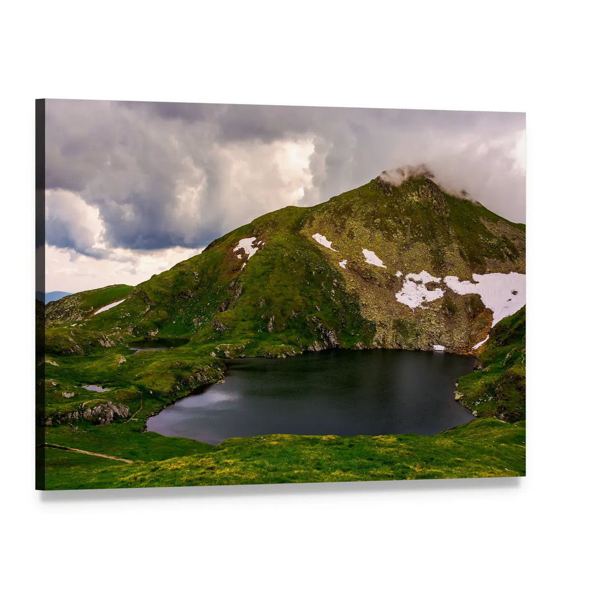 Glacier Lake Capra Canvas Wall Art, single panel gallery wrapped canvas, angled product view