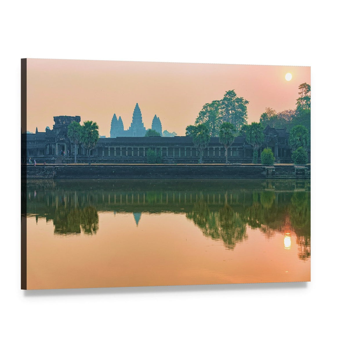 Sunset Reflection at Angkor Wat Canvas Wall Art, single panel gallery wrapped canvas, angled product view