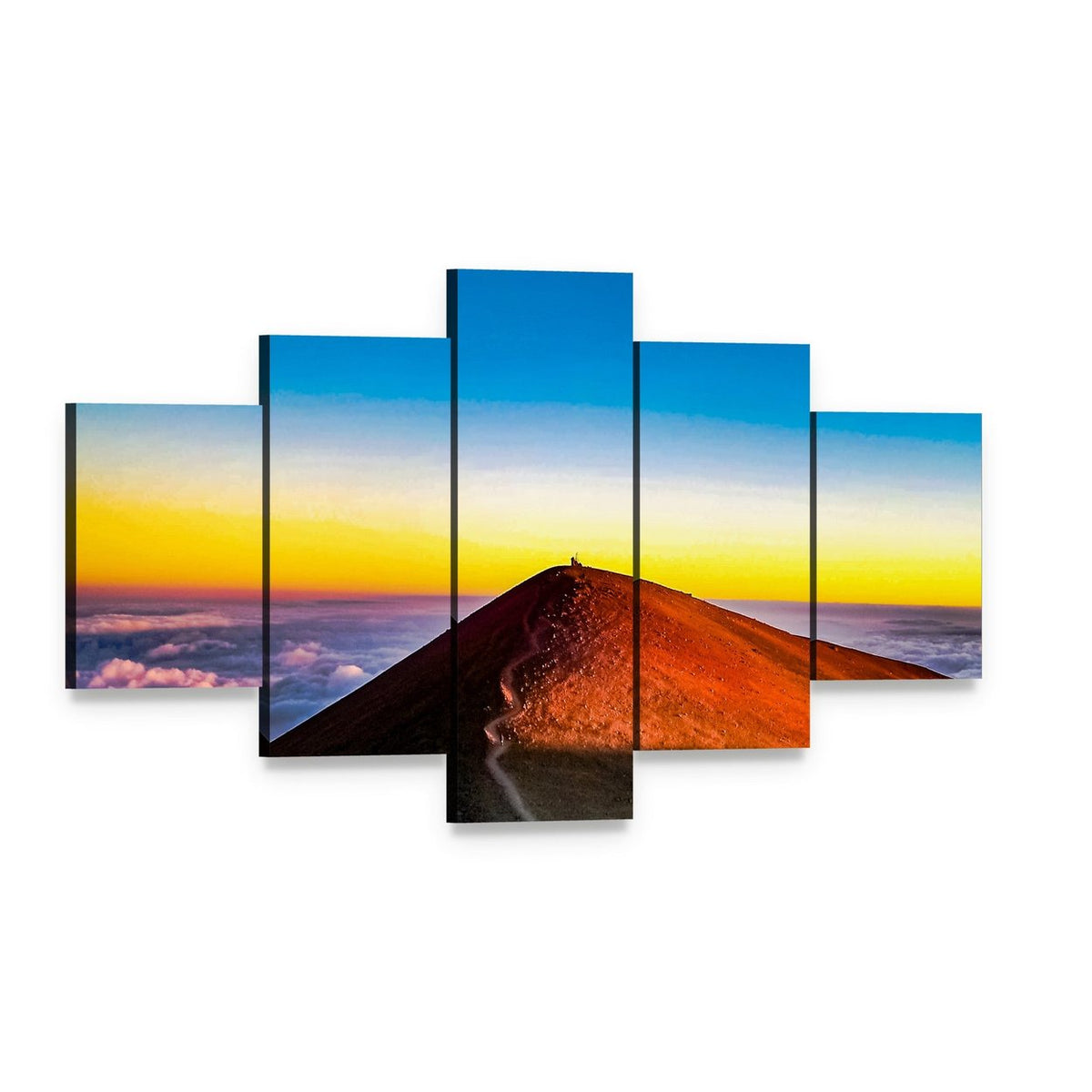 Mauna Kea Mountain at Sunset Canvas Wall Art, 5 panel 5 Star layout gallery wrapped canvas set, angled product view