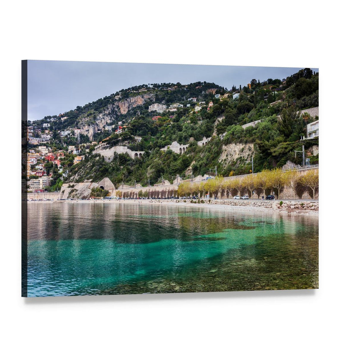 Sea Bay on the French Riviera Canvas Wall Art, single panel gallery wrapped canvas, angled product view