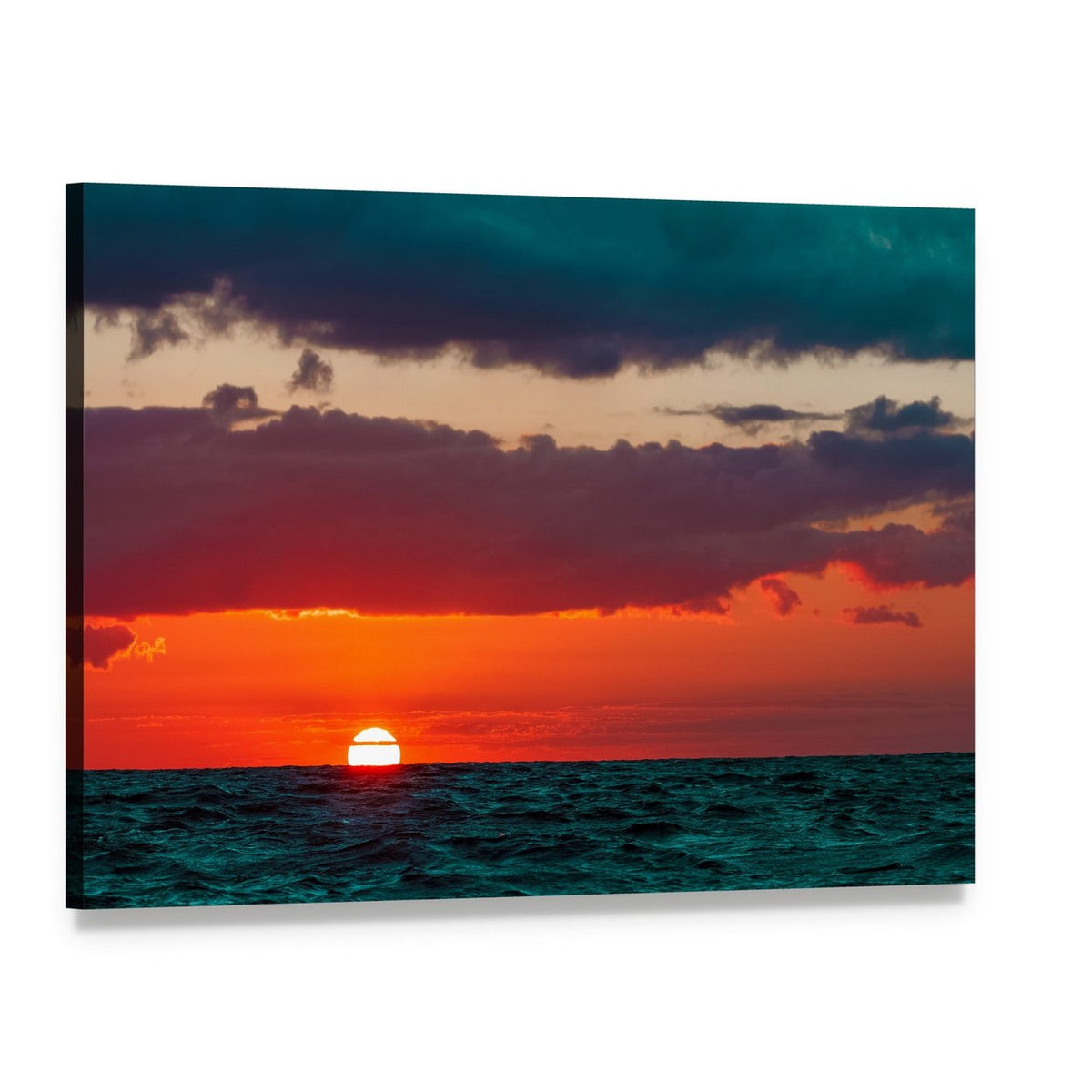Romantic Sunset Over Baltic Sea Canvas Wall Art, single panel gallery wrapped canvas, angled product view