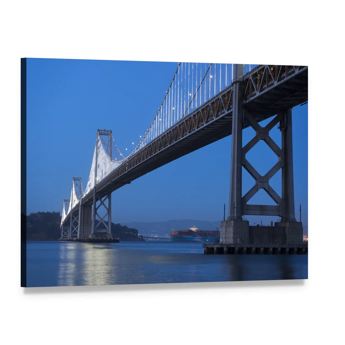Bay Bridge at Twilight Canvas Wall Art, single panel gallery wrapped canvas, angled product view