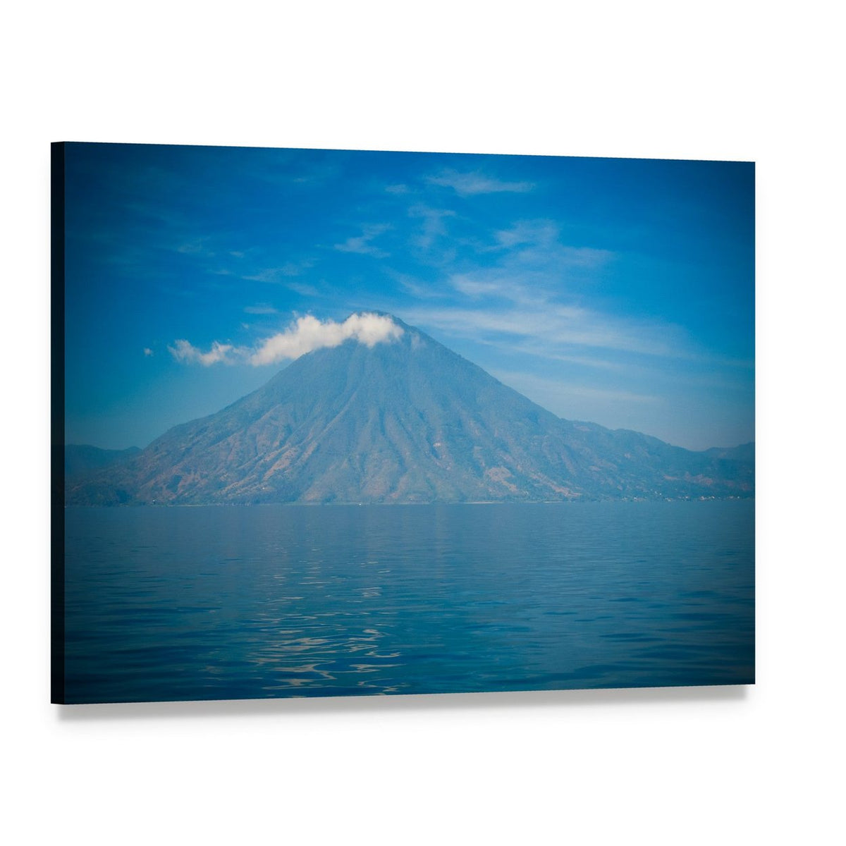 Atitlan Volcano and Lake Canvas Wall Art, single panel gallery wrapped canvas, angled product view