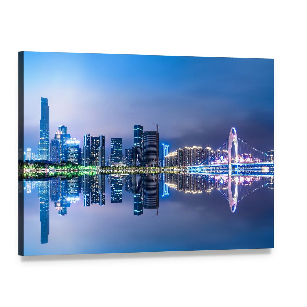 Guangzhou City Skyline Canvas Wall Art, single panel gallery wrapped canvas, angled product view