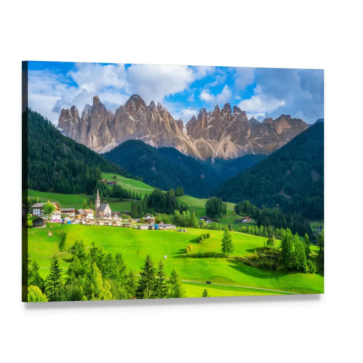 Dolomites in Northern Italy Canvas Wall Art, single panel gallery wrapped canvas, angled product view