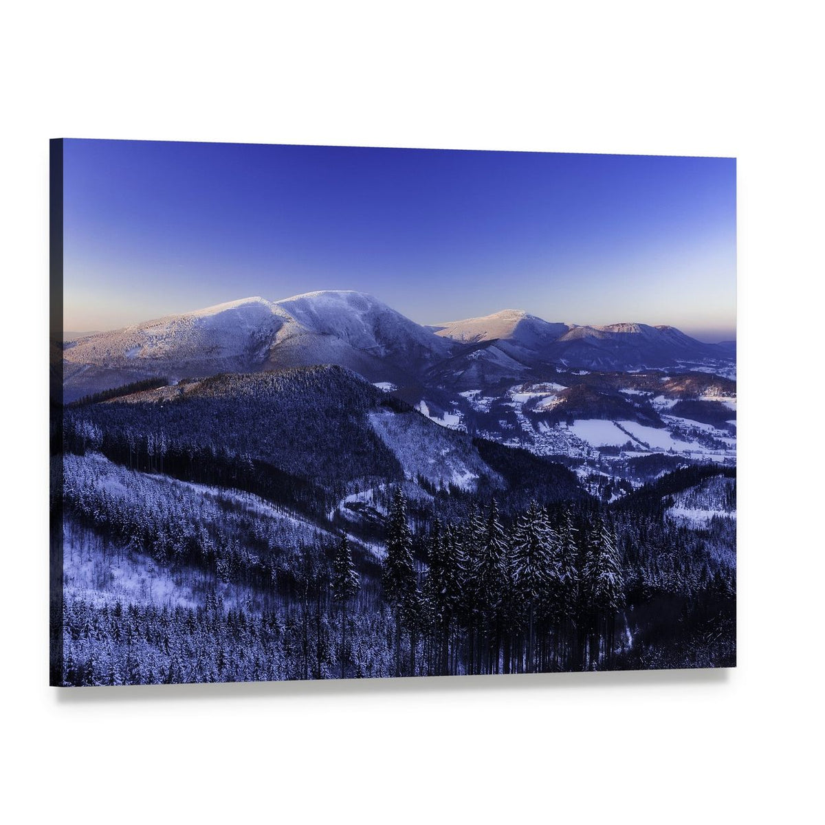 Beskydy Mountains at Winter Sunrise Canvas Wall Art, single panel gallery wrapped canvas, angled product view