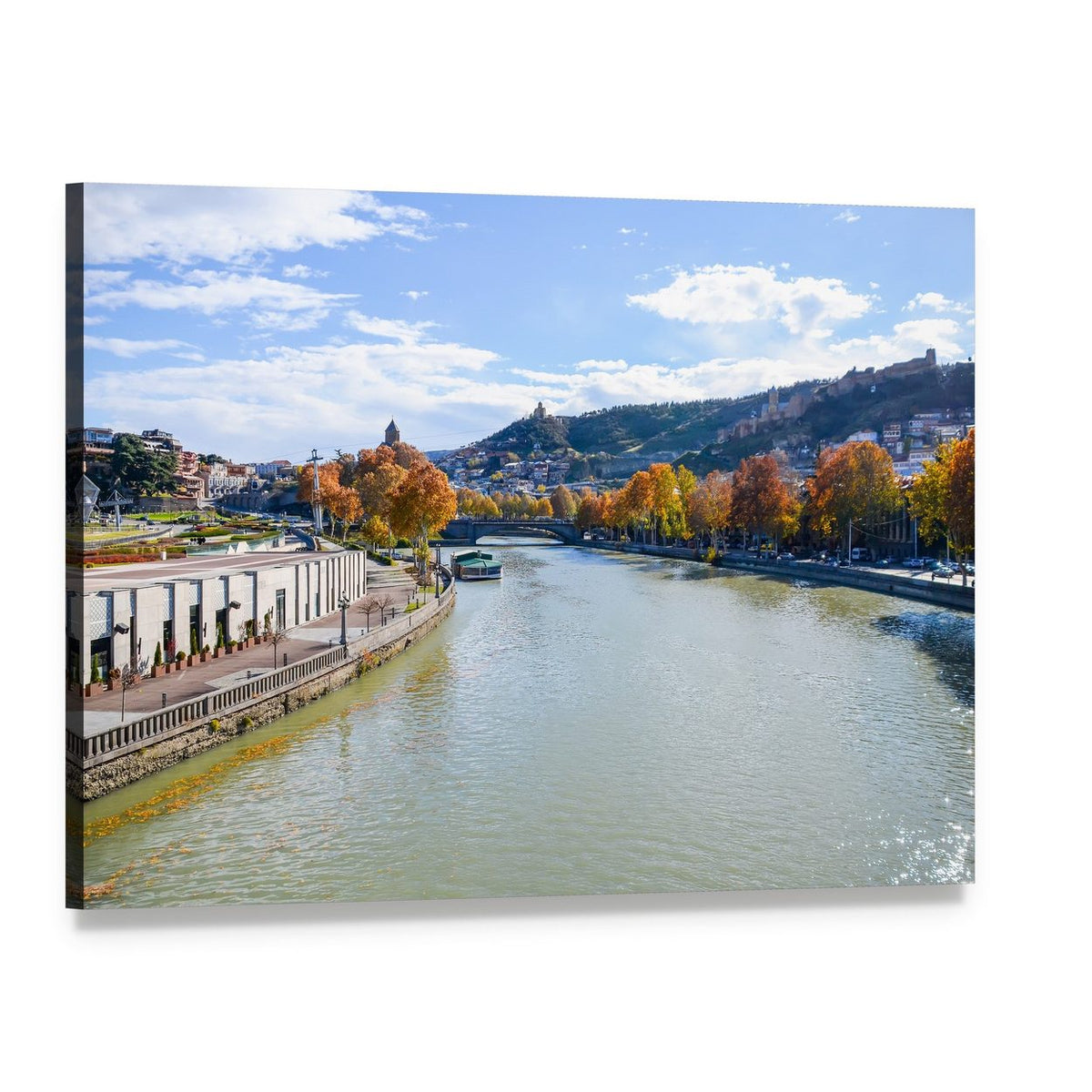 River in Tbilisi Canvas Wall Art, single panel gallery wrapped canvas, angled product view