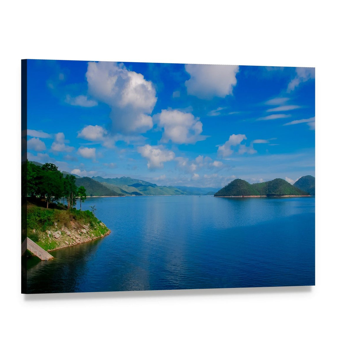 Kaeng Krachan Dam Lake View Canvas Wall Art, single panel gallery wrapped canvas, angled product view