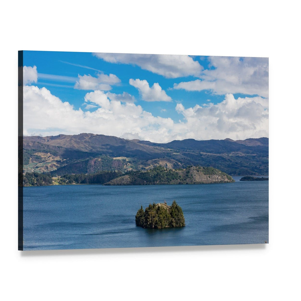 Tota Lake in Boyaca Canvas Wall Art, single panel gallery wrapped canvas, angled product view