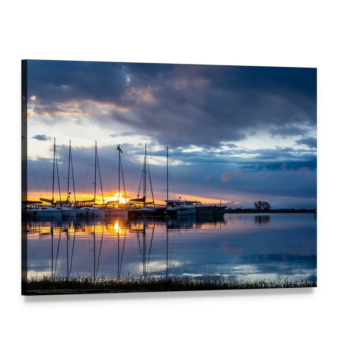 Marina Wilkasy Sunrise Over Lake Niegocin Canvas Wall Art, single panel gallery wrapped canvas, angled product view