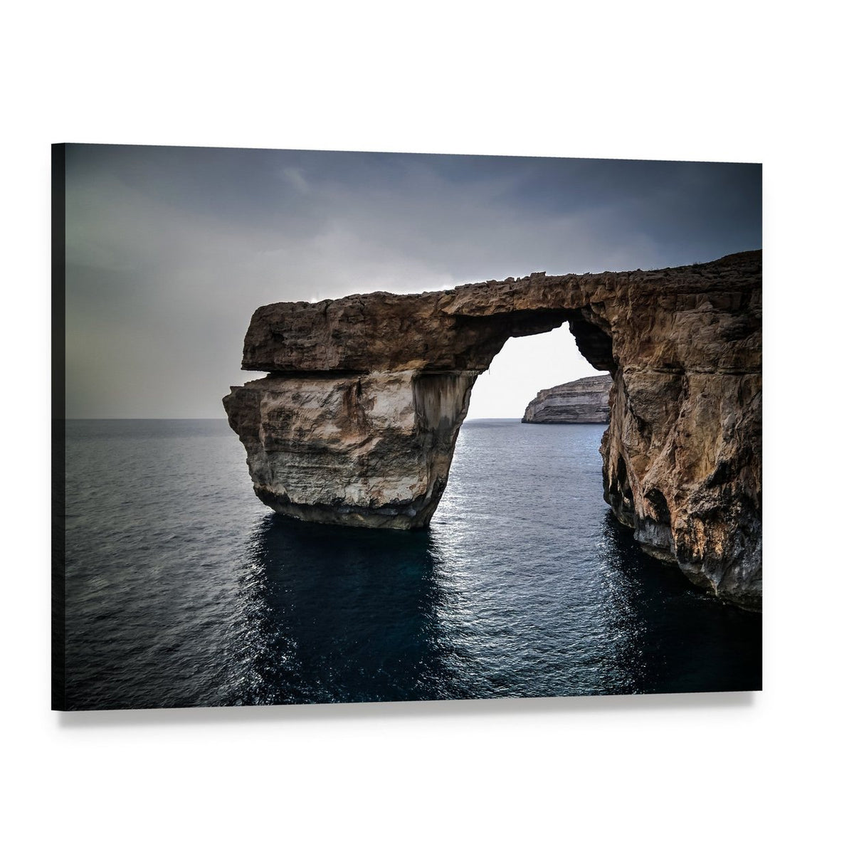 Natural Sea Arch by Cliffs Canvas Wall Art, single panel gallery wrapped canvas, angled product view