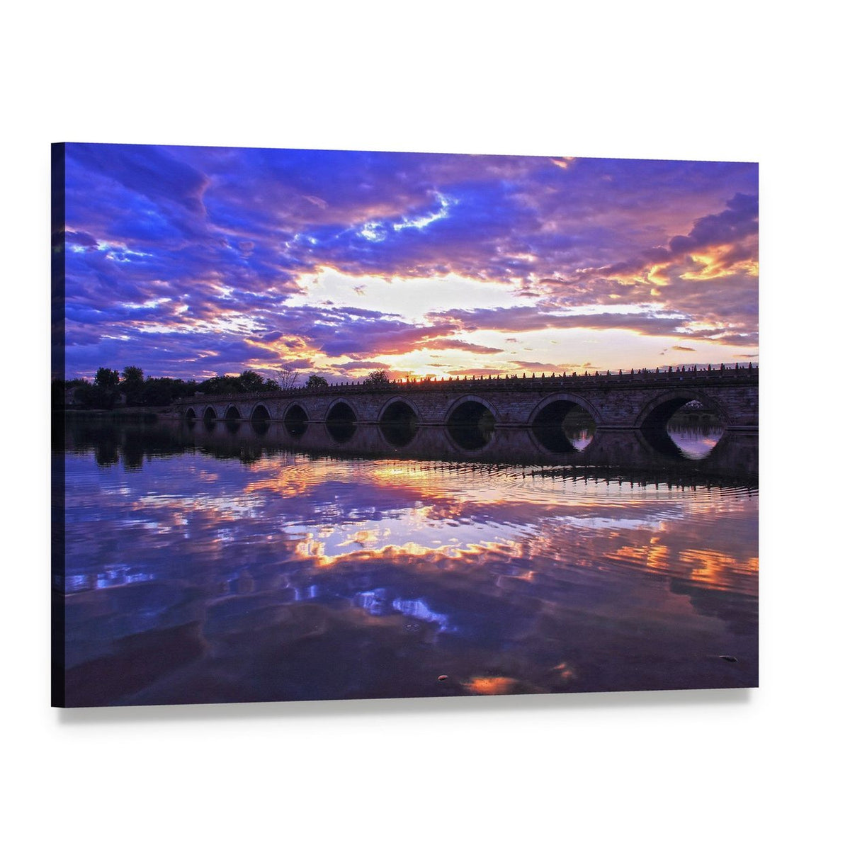 Marco Polo Bridge, Beijing at Sunset Canvas Wall Art, single panel gallery wrapped canvas, angled product view