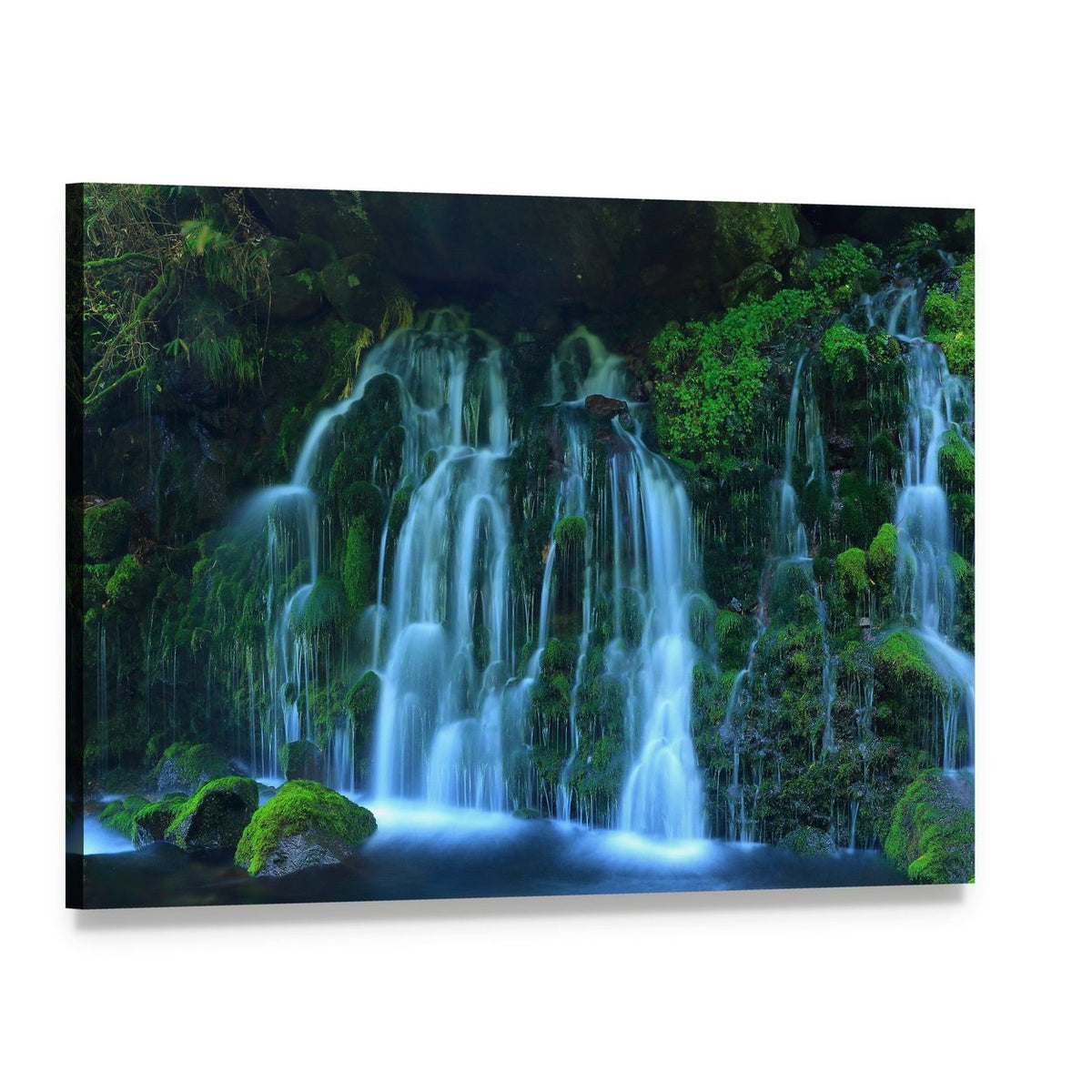 Xia Yuan Waterfall View Canvas Wall Art, single panel gallery wrapped canvas, angled product view