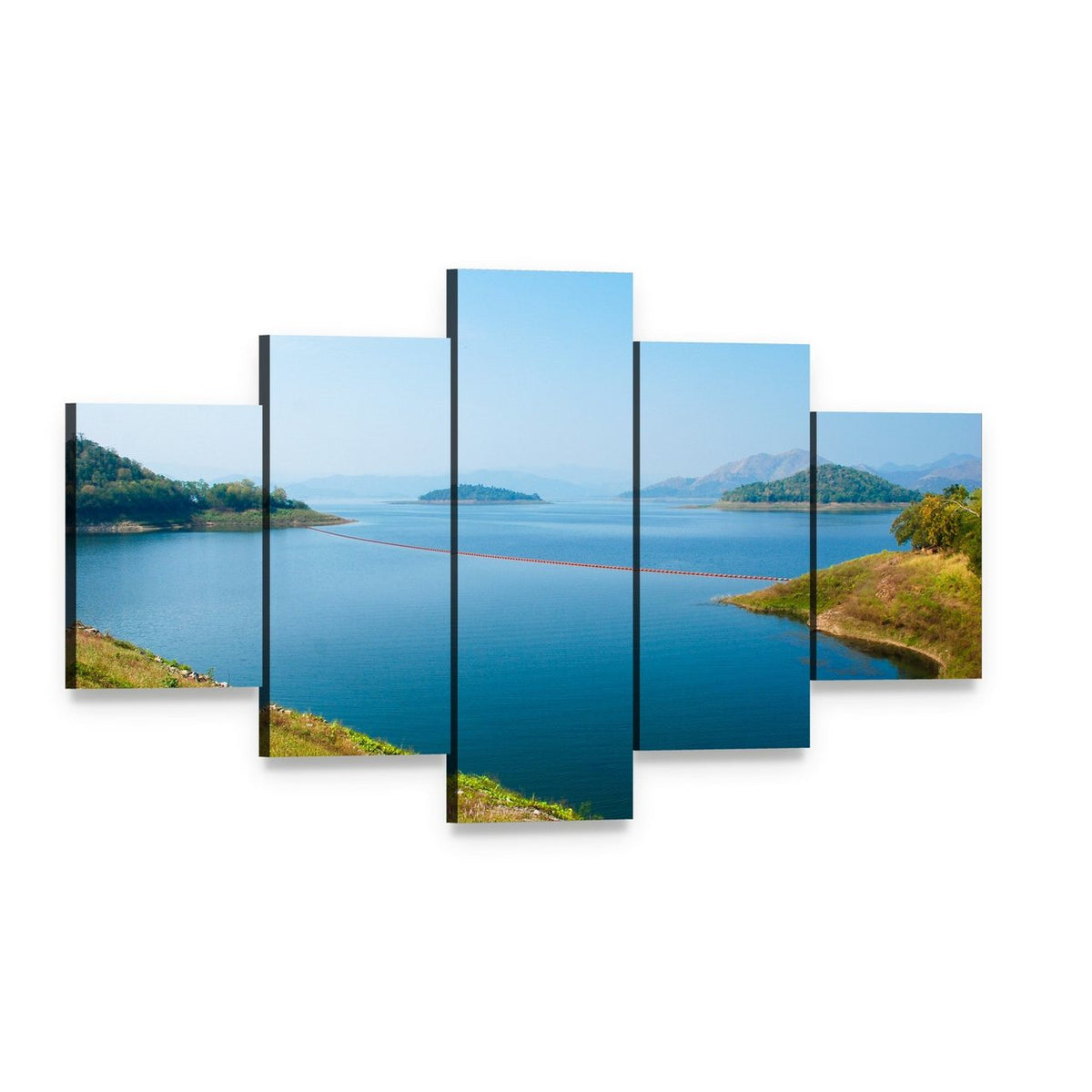 Kaeng Krachan Dam in Petcahburi Canvas Wall Art, 5 panel 5 Star layout gallery wrapped canvas set, angled product view