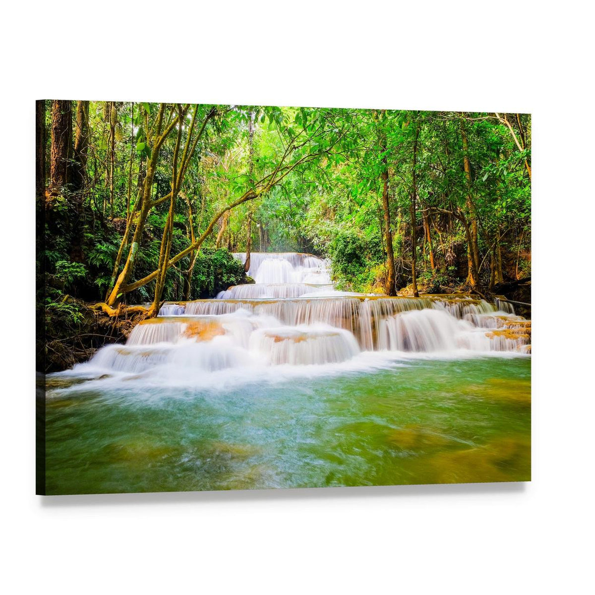 Huai Mae Khamin Waterfall Canvas Wall Art, single panel gallery wrapped canvas, angled product view