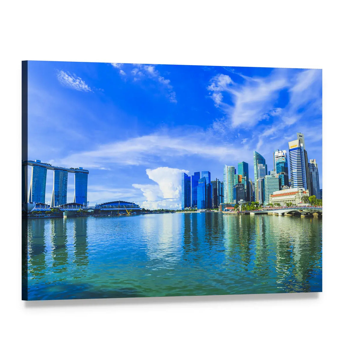 Singapore Marina Bay Skyline Canvas Wall Art, single panel gallery wrapped canvas, angled product view
