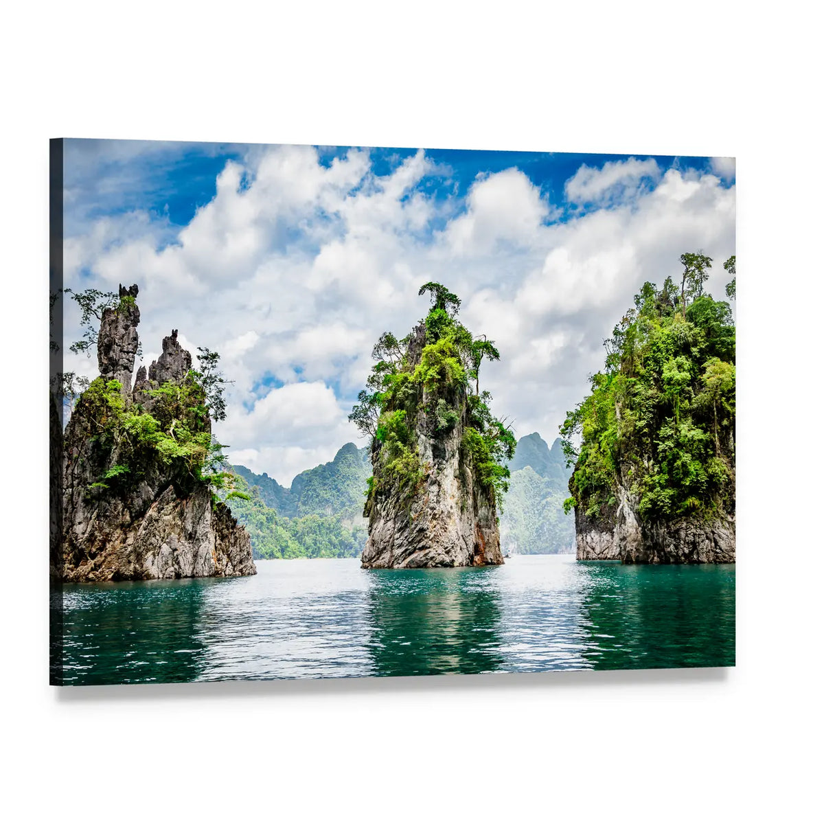 Turquoise Lake with Limestone Karsts Canvas Wall Art, single panel gallery wrapped canvas, angled product view