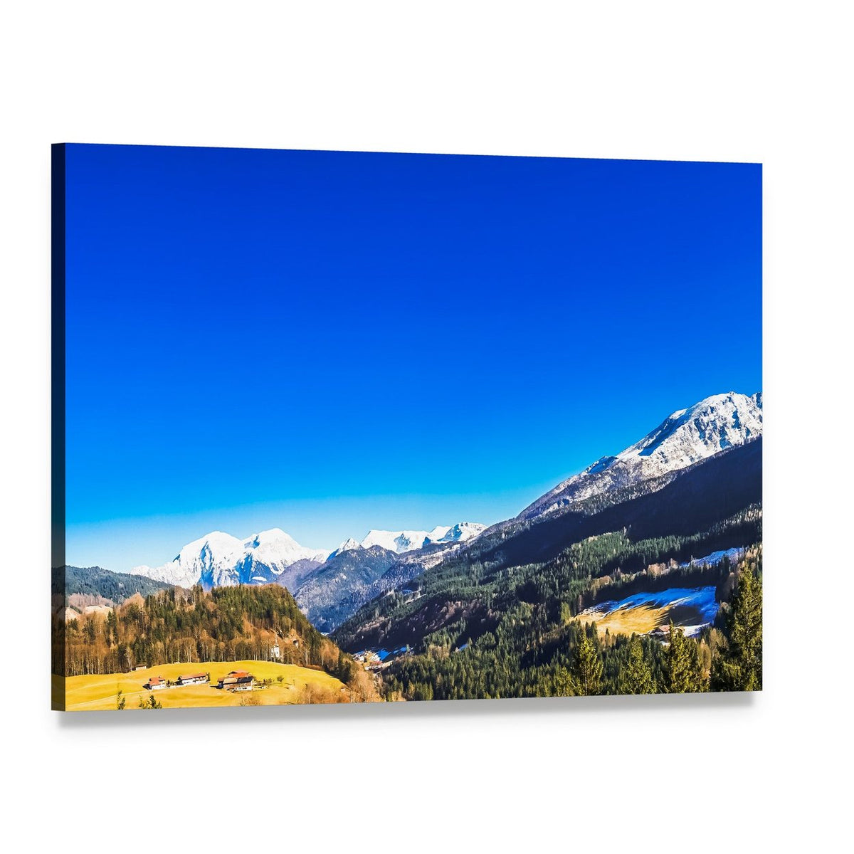 Berchtesgaden Mountain View Canvas Wall Art, single panel gallery wrapped canvas, angled product view