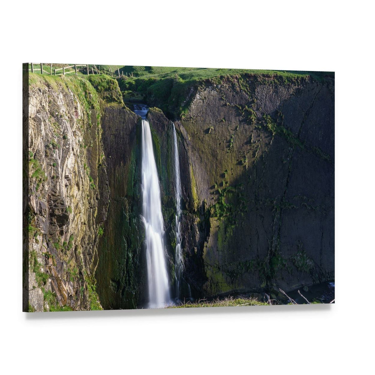 Spekes Mill Mouth Waterfall Canvas Wall Art, single panel gallery wrapped canvas, angled product view