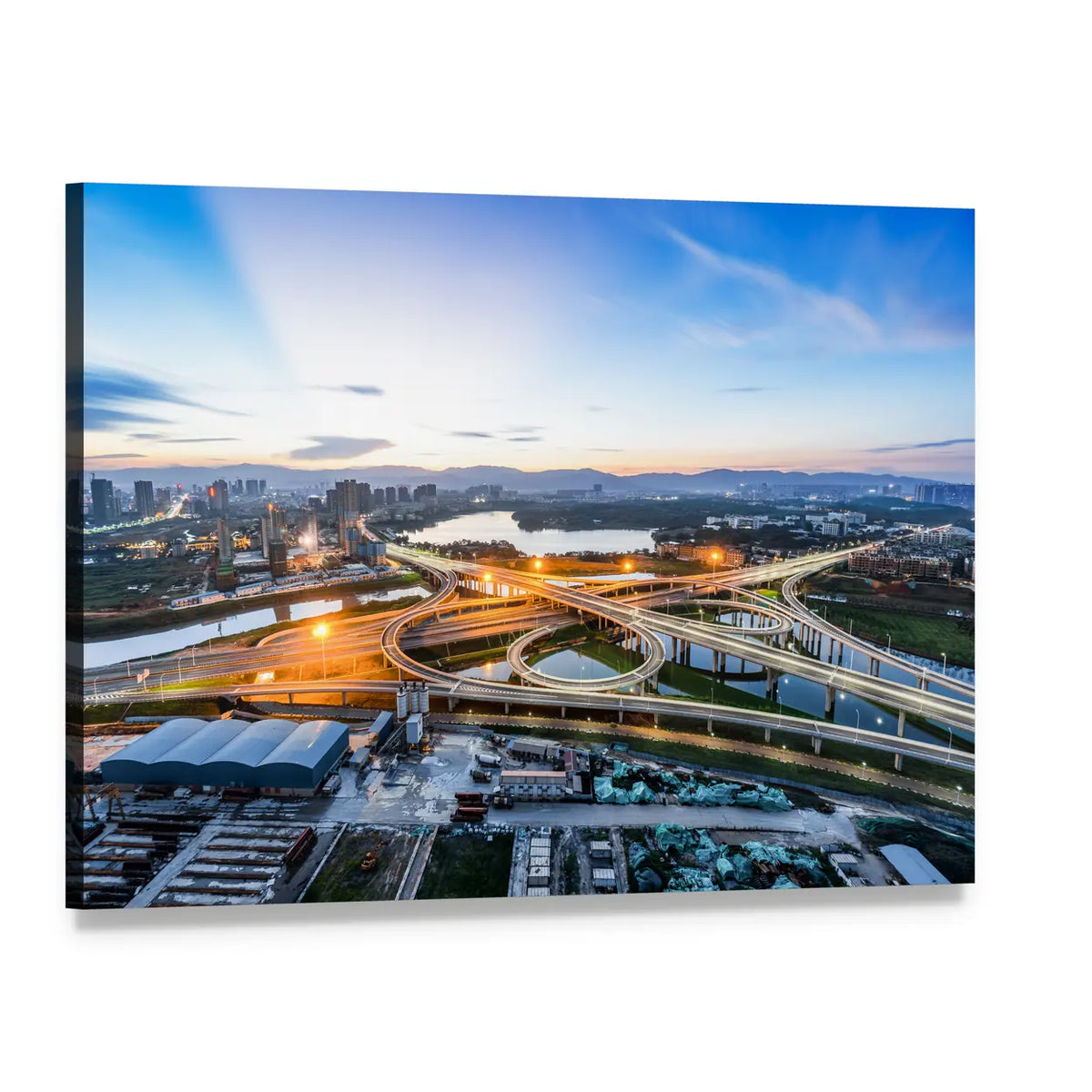 San Francisco Skyline at Dusk Canvas Wall Art, single panel gallery wrapped canvas, angled product view