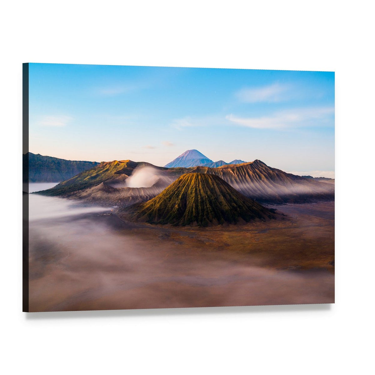Mist on Mount Bromo Canvas Wall Art, single panel gallery wrapped canvas, angled product view