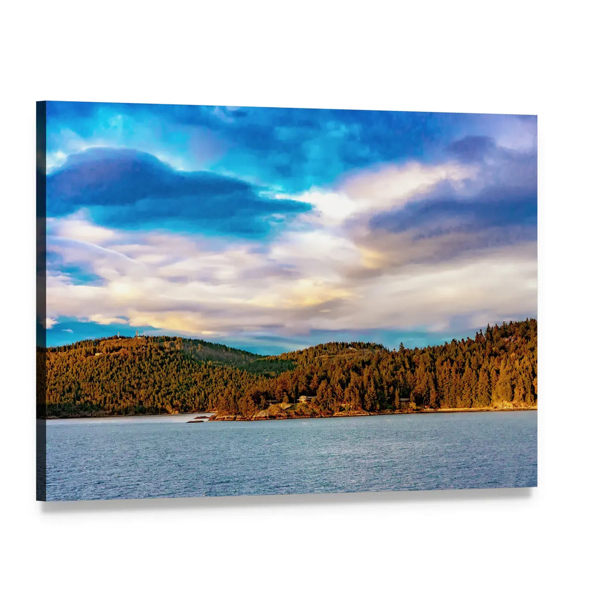 Strait of Georgia Landscape Canvas Wall Art, single panel gallery wrapped canvas, angled product view