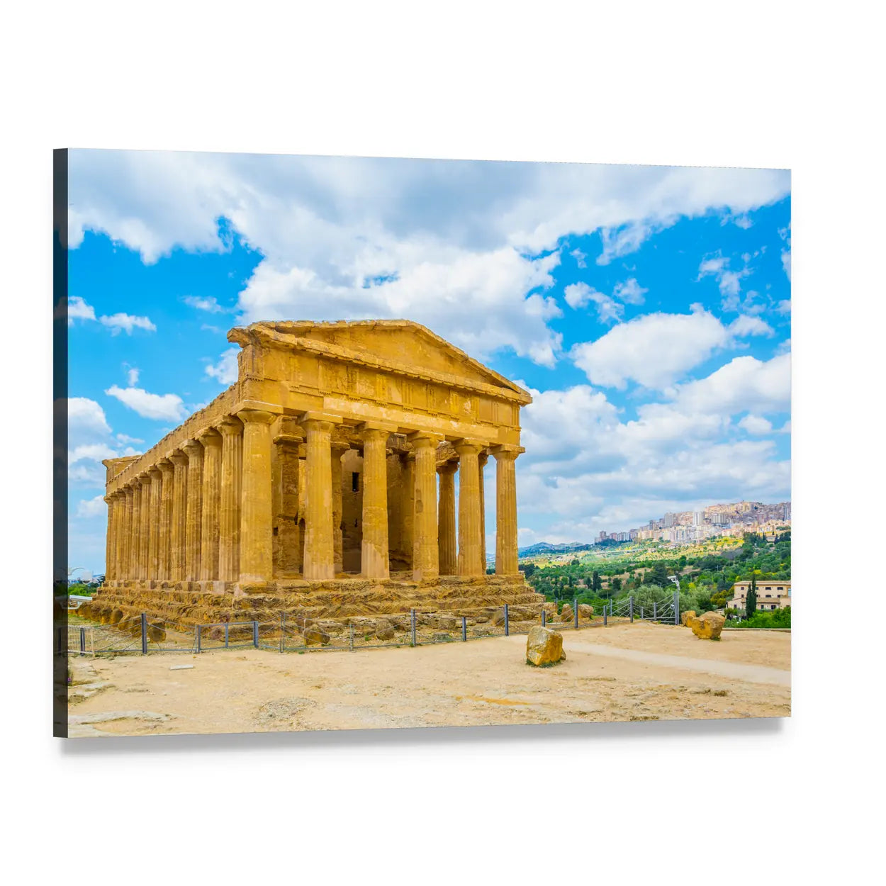 Temple of Concordia, Agrigento Canvas Wall Art, single panel gallery wrapped canvas, angled product view