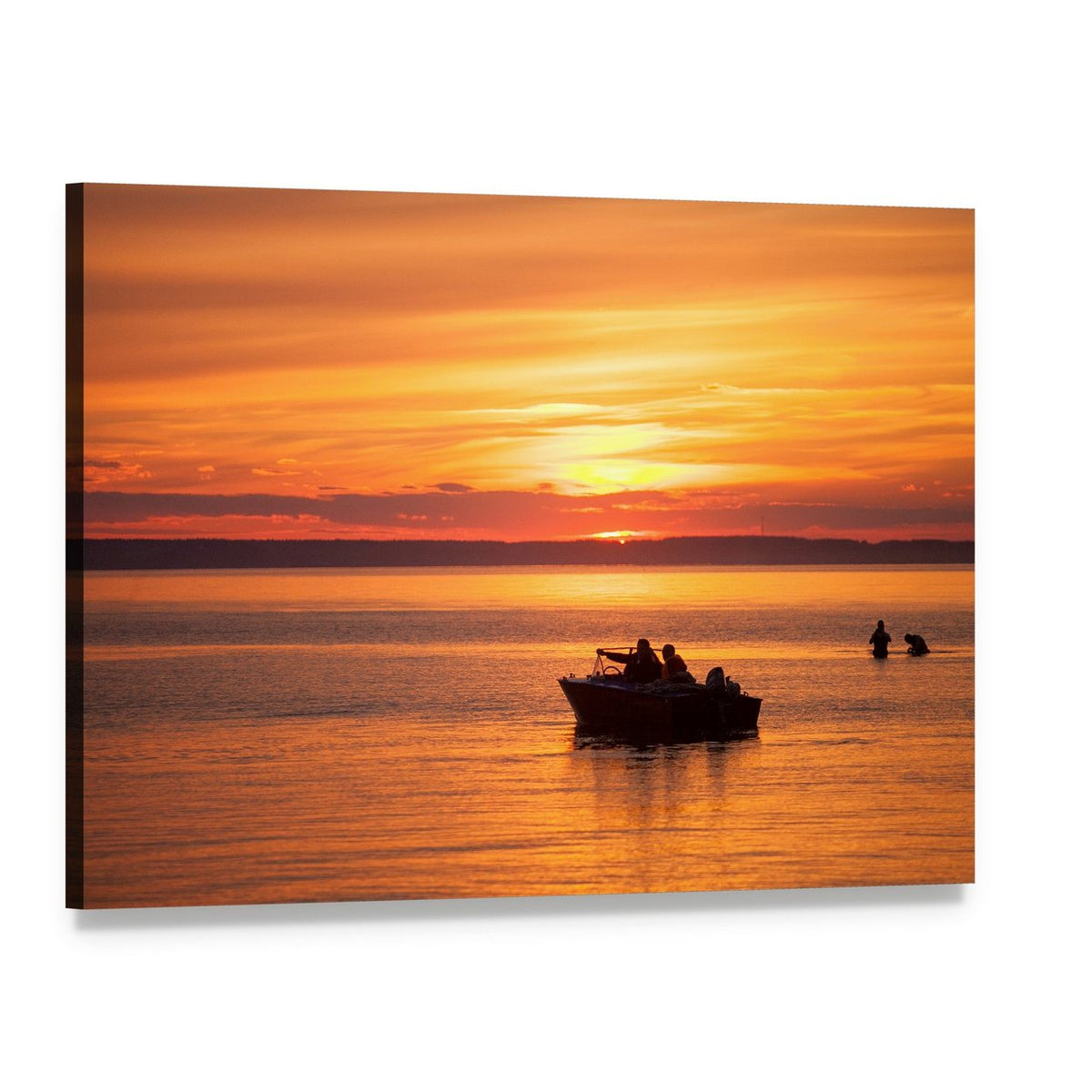 People Sailing at Sunset Canvas Wall Art, single panel gallery wrapped canvas, angled product view