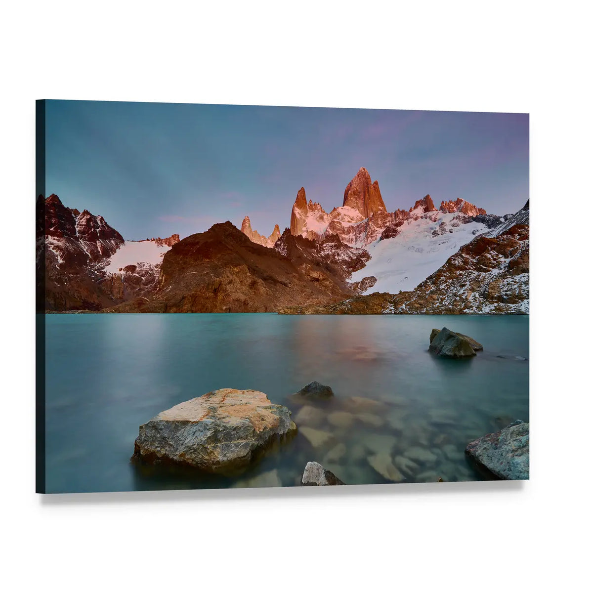 Mount Fitzroy at Sunrise Canvas Wall Art, single panel gallery wrapped canvas, angled product view