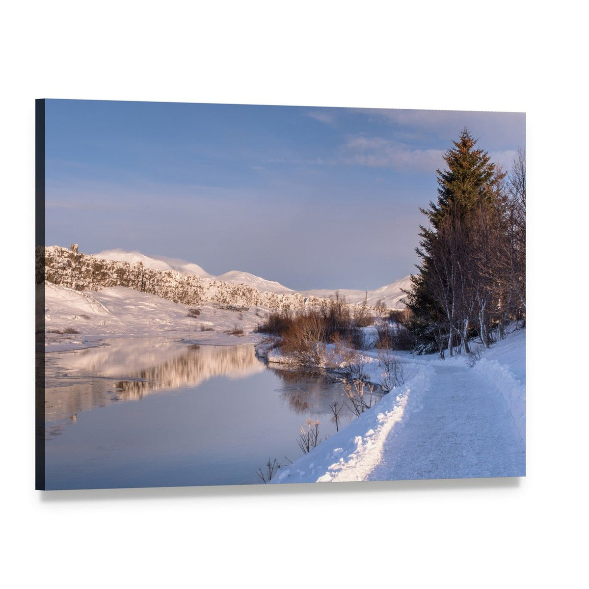 Thingvellir National Park Landscape Canvas Wall Art, single panel gallery wrapped canvas, angled product view