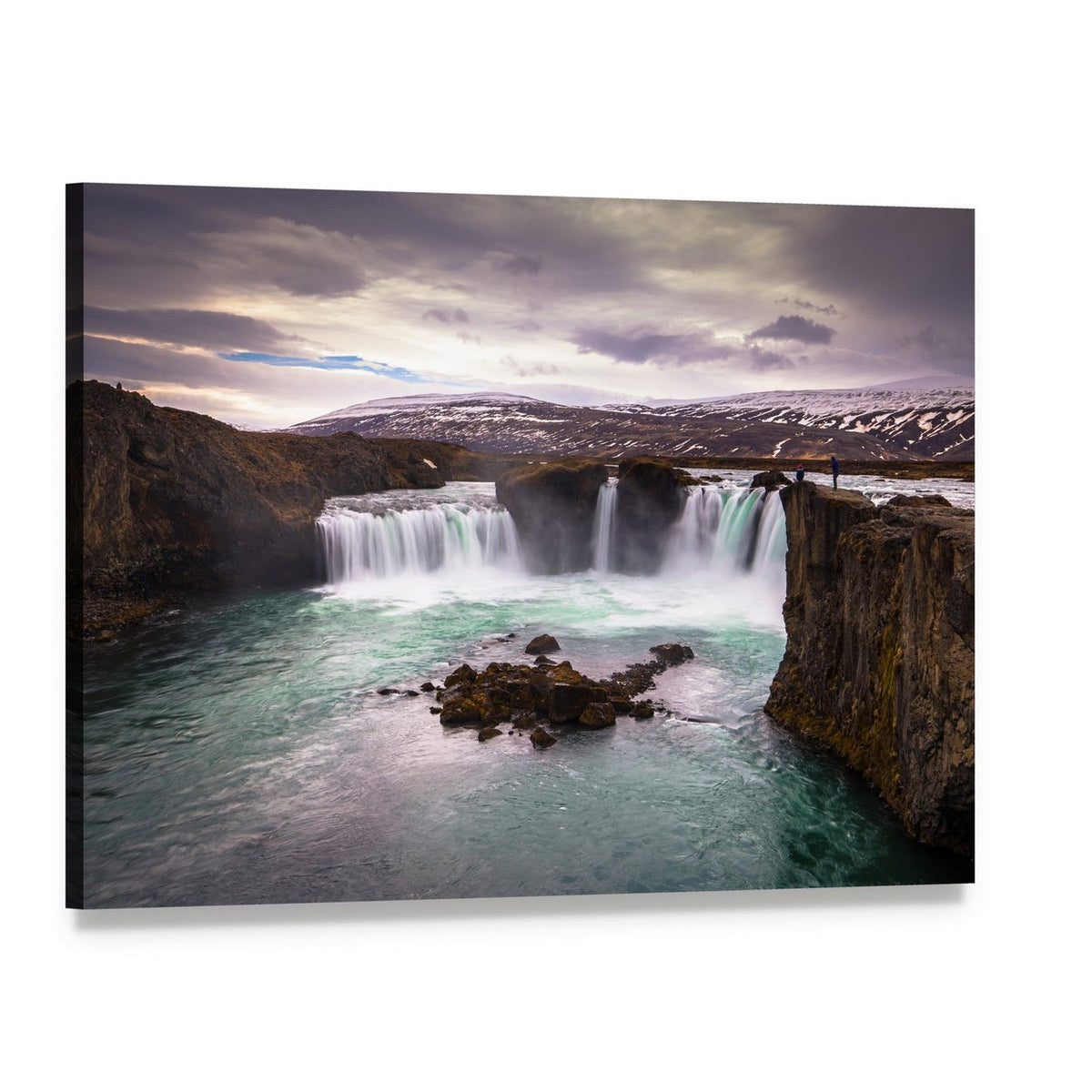 Godafoss Waterfall in Iceland Canvas Wall Art, single panel gallery wrapped canvas, angled product view