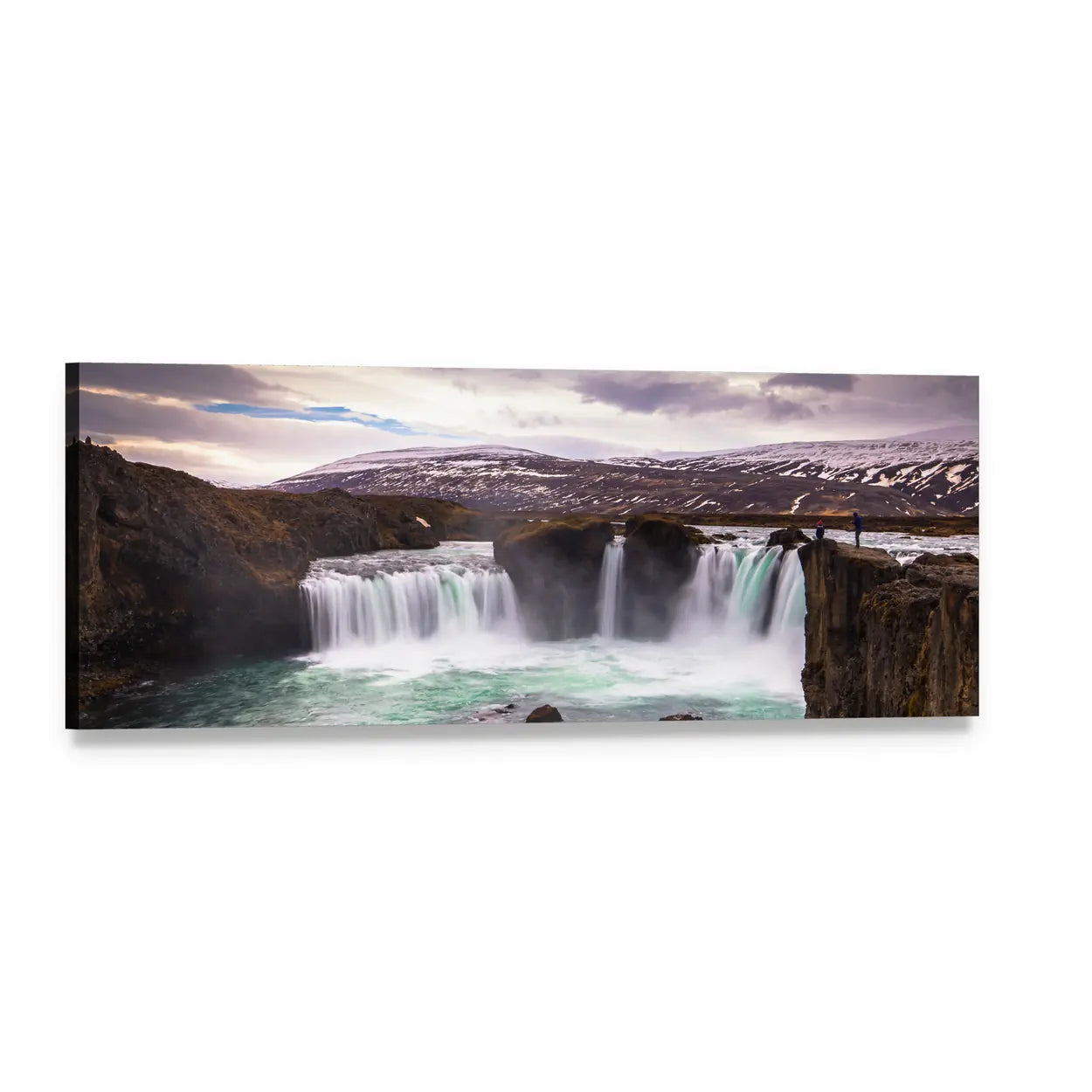 Godafoss Waterfall, Iceland Panoramic Canvas Wall Art, single panel gallery wrapped canvas, angled product view