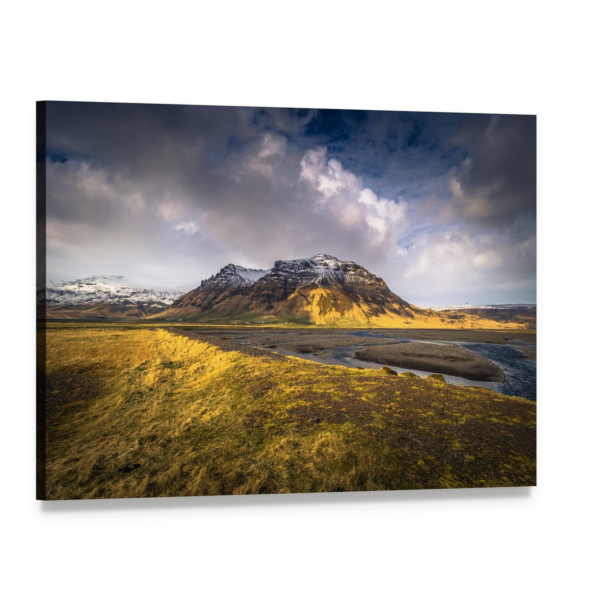 Wild Iceland Landscape Canvas Wall Art, single panel gallery wrapped canvas, angled product view