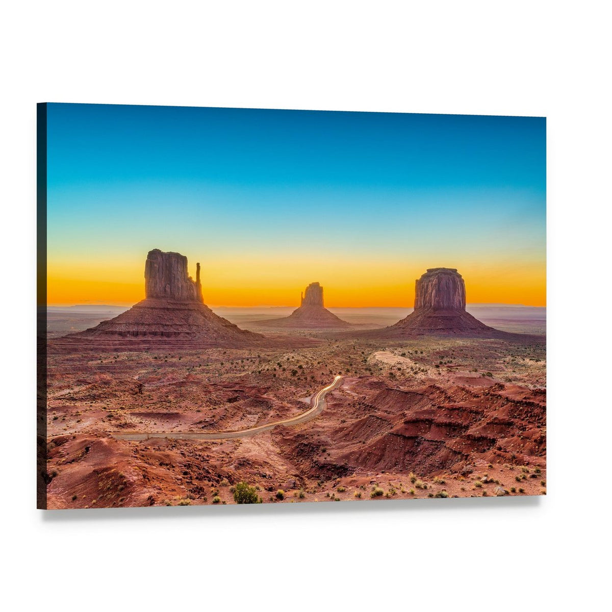 Monument Valley at Dawn Canvas Wall Art, single panel gallery wrapped canvas, angled product view
