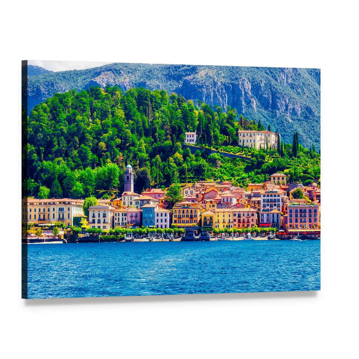 Bellagio Waterfront on Lake Como Canvas Wall Art, single panel gallery wrapped canvas, angled product view